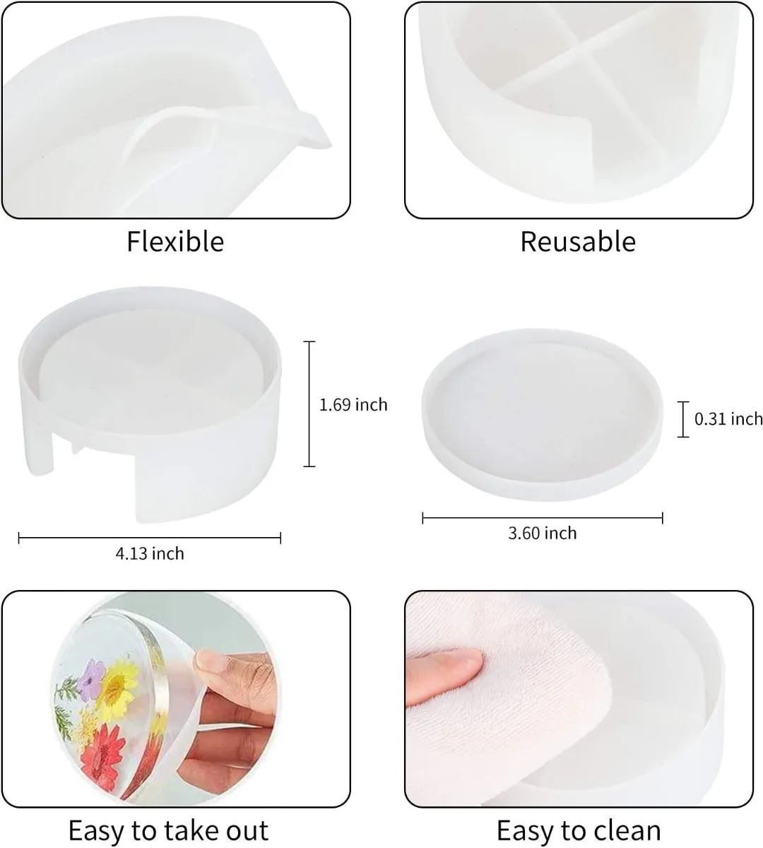 Set Moldes de Silicona para Posavasos Redondo x 5 - Imagen 6