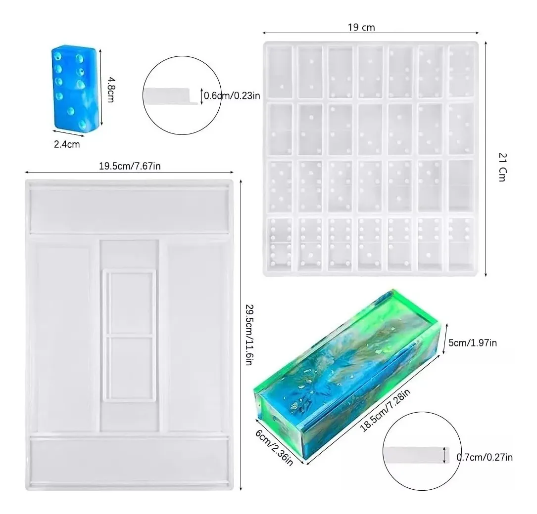 Set Molde Silicona Domino + Caja de Almacenamiento - Imagen 2