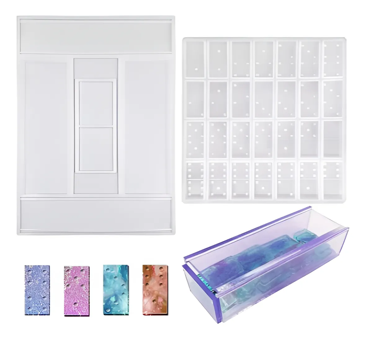 Set Molde Silicona Domino + Caja de Almacenamiento